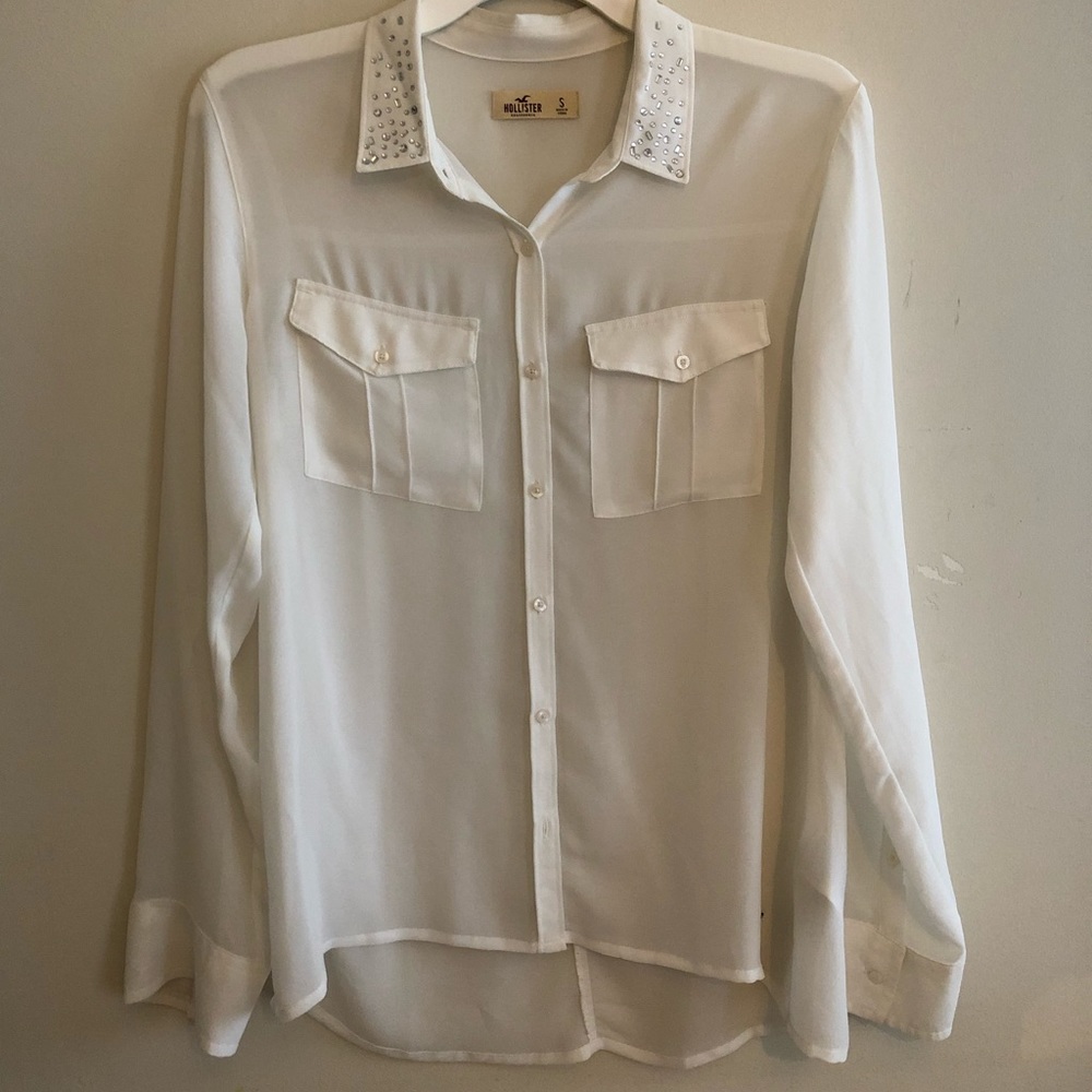 White sheer hollister button up